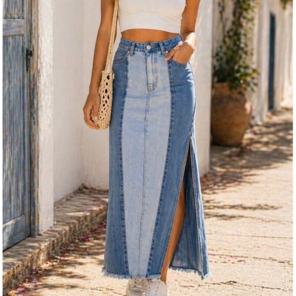 Zara Patchwork Denim Skirt